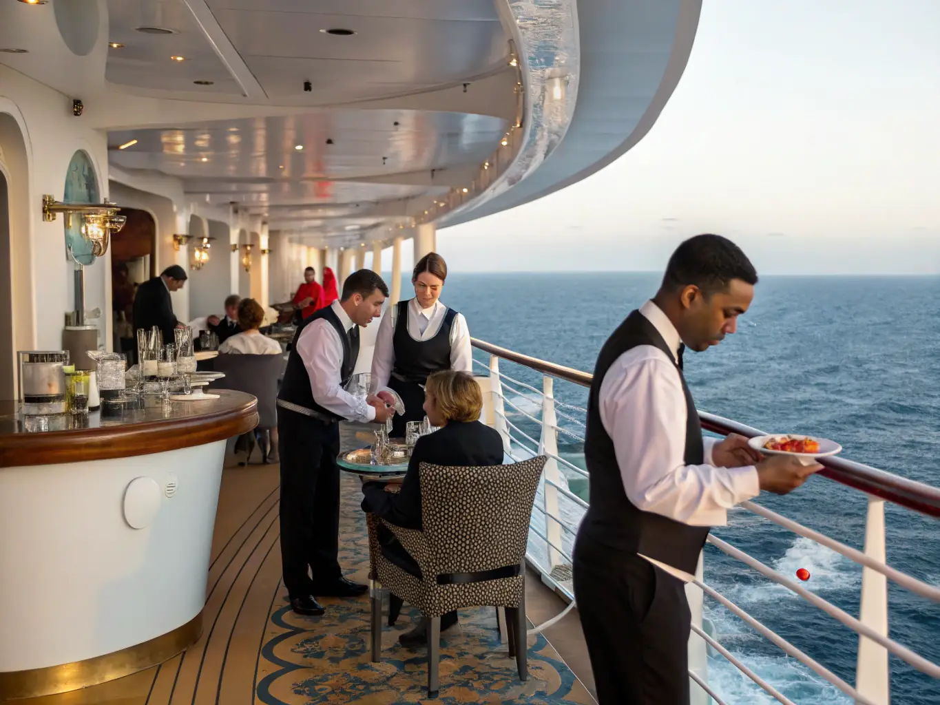 Cruise service team on deck
